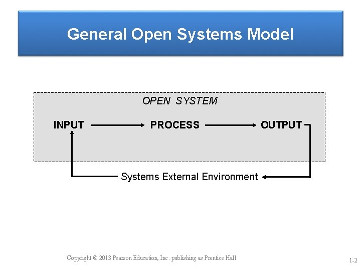 General Open Systems Model OPEN SYSTEM INPUT PROCESS OUTPUT Systems External Environment Copyright ©
