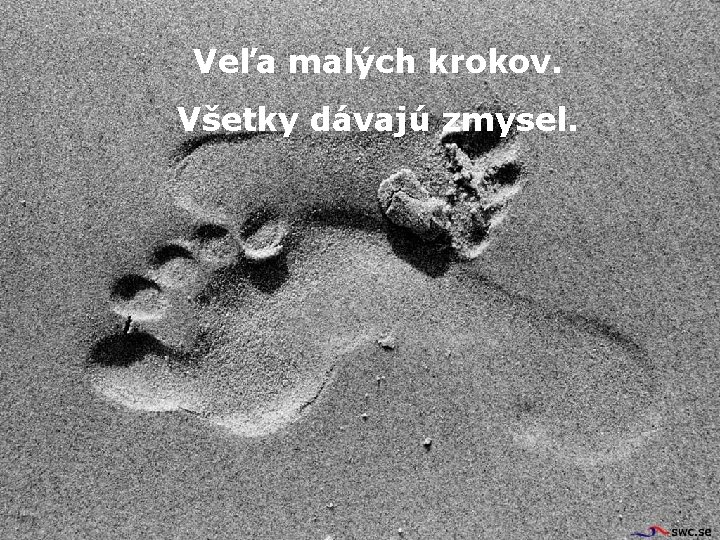 Veľa malých krokov. Všetky dávajú zmysel. 