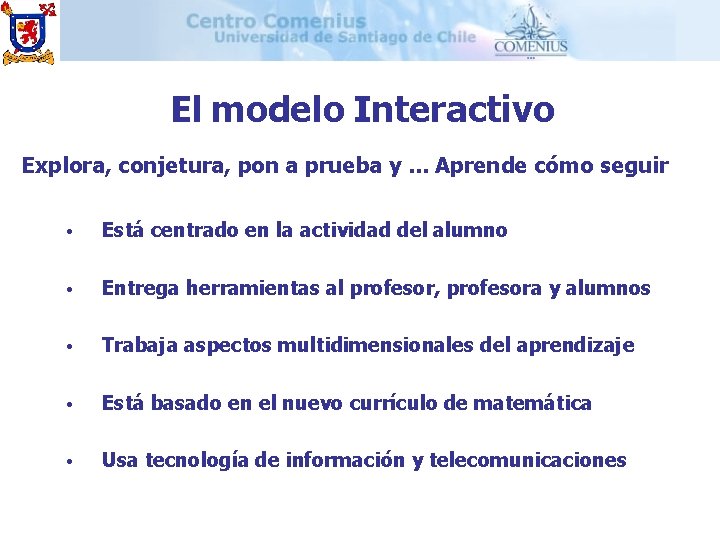 El modelo Interactivo Explora, conjetura, pon a prueba y. . . Aprende cómo seguir
