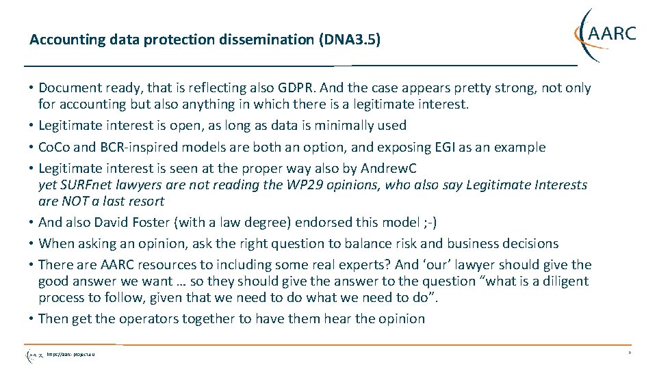 Accounting data protection dissemination (DNA 3. 5) • Document ready, that is reflecting also