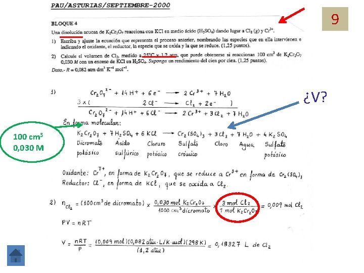 9 ¿V? 100 cm 3 0, 030 M 