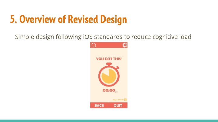 5. Overview of Revised Design Simple design following i. OS standards to reduce cognitive