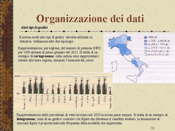 Organizzazione dei dati Altri tipi di grafici Esistono molti altri tipi di grafici talvolta