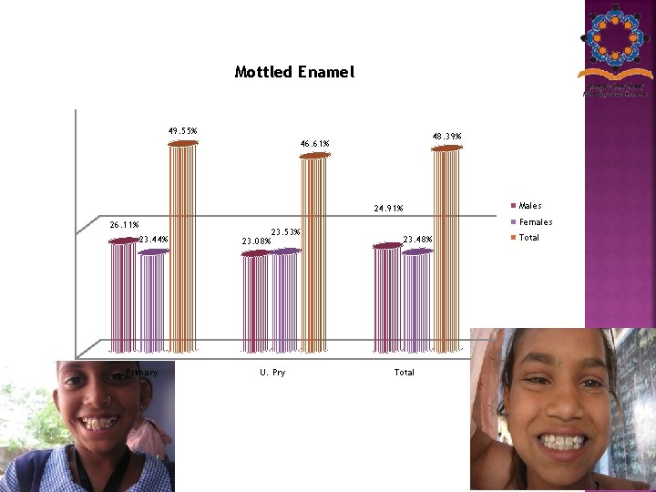 Mottled Enamel 49. 55% 48. 39% 46. 61% Males 24. 91% 26. 11% 23.