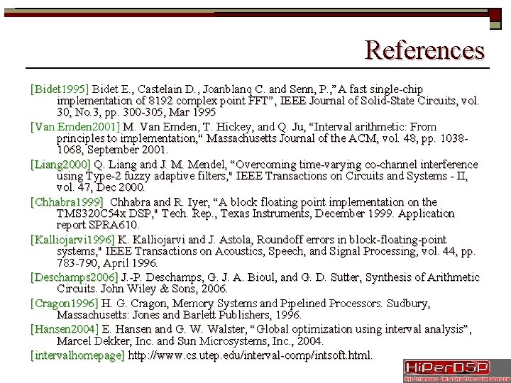 References [Bidet 1995] Bidet E. , Castelain D. , Joanblanq C. and Senn, P.