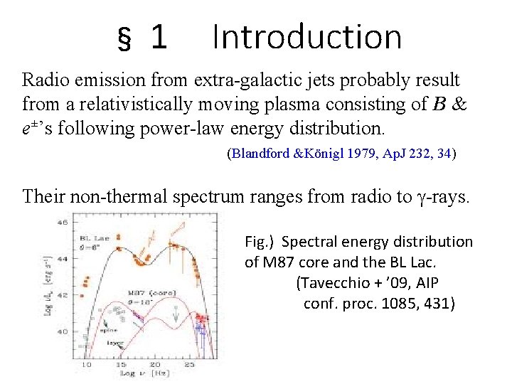 § 1 Introduction Radio emission from extra-galactic jets probably result from a relativistically moving