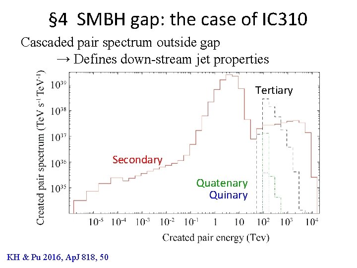 § 4 SMBH gap: the case of IC 310 Cascaded pair spectrum outside gap
