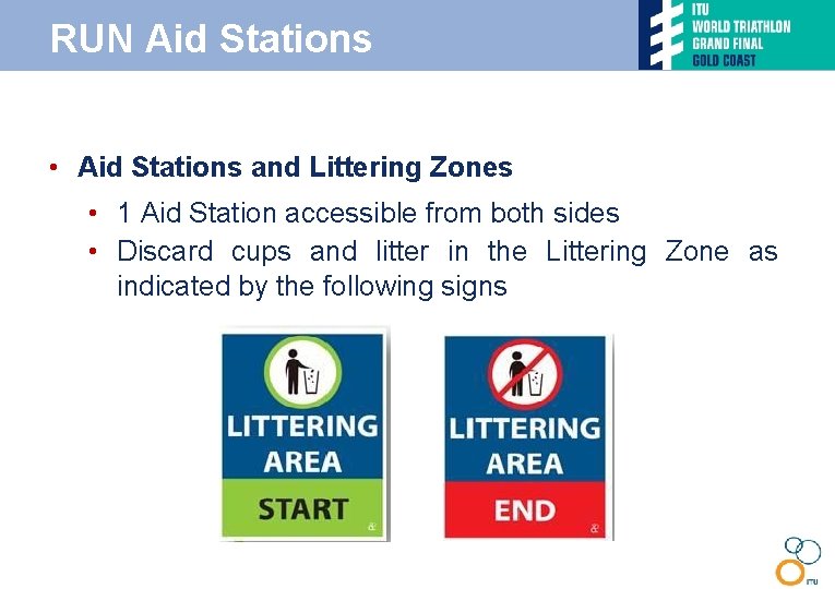 RUN Aid Stations • Aid Stations and Littering Zones • 1 Aid Station accessible