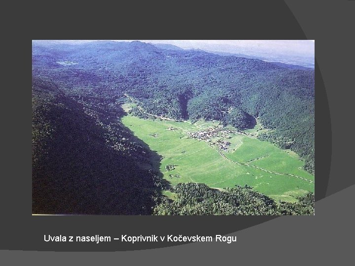 Uvala z naseljem – Koprivnik v Kočevskem Rogu 