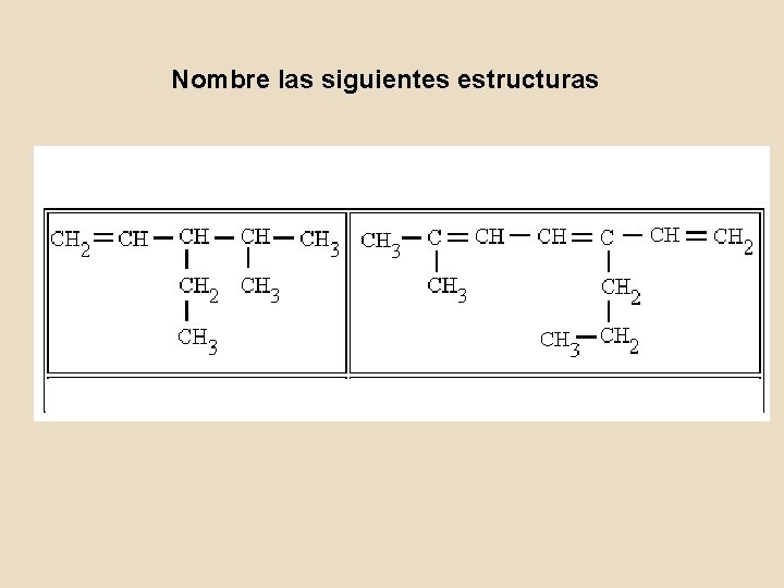 Nombre las siguientes estructuras 