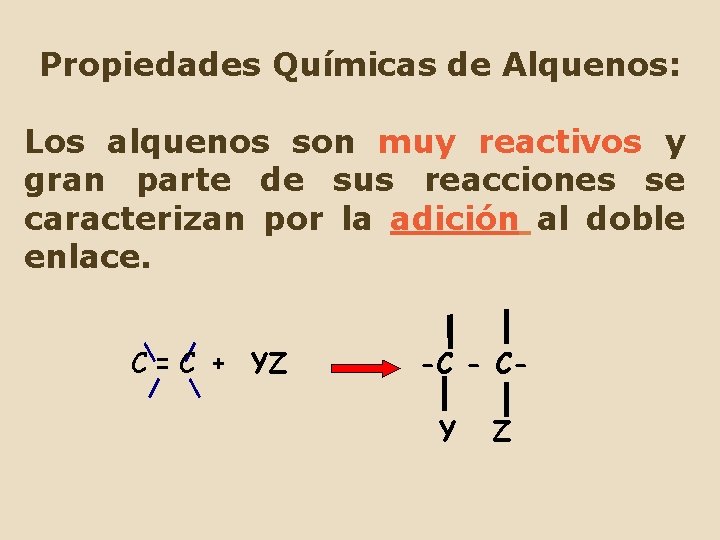 Propiedades Químicas de Alquenos: Los alquenos son muy reactivos y gran parte de sus