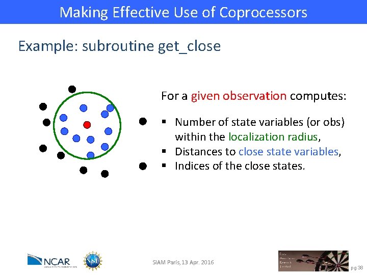 Making Effective Use of Coprocessors Example: subroutine get_close For a given observation computes: §