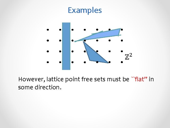 Examples However, lattice point free sets must be ``flat’’ in some direction. 
