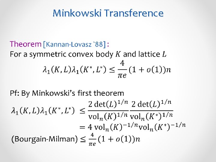 Minkowski Transference 