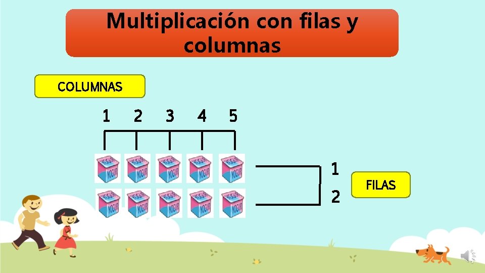 Multiplicación con filas y columnas COLUMNAS 1 2 3 4 5 1 2 FILAS
