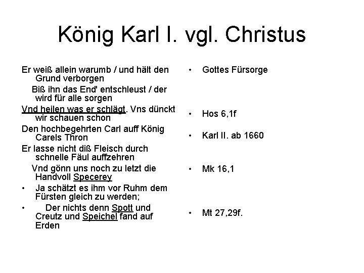 König Karl I. vgl. Christus Er weiß allein warumb / und hält den Grund