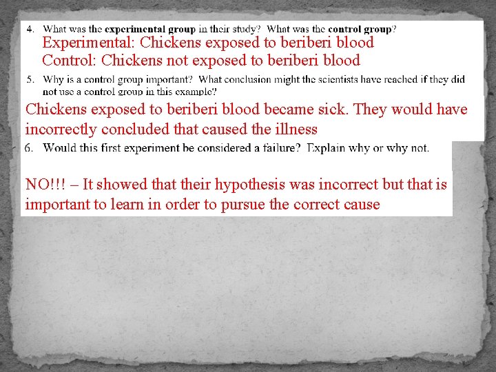 Experimental: Chickens exposed to beri blood Control: Chickens not exposed to beri blood Chickens