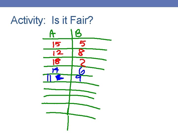 Activity: Is it Fair? 