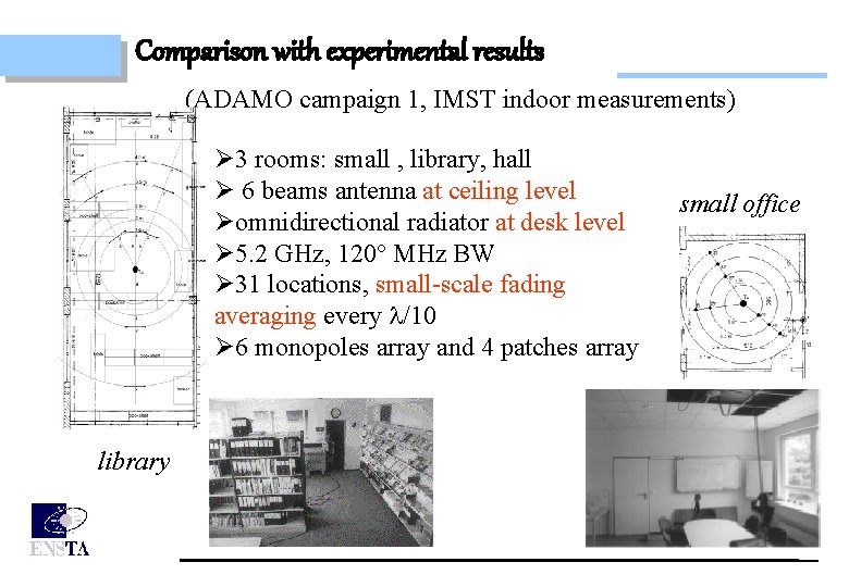 Comparison with experimental results (ADAMO campaign 1, IMST indoor measurements) Ø 3 rooms: small