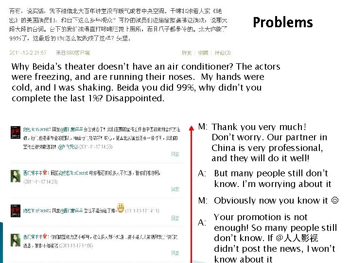 Problems Why Beida’s theater doesn’t have an air conditioner? The actors were freezing, and