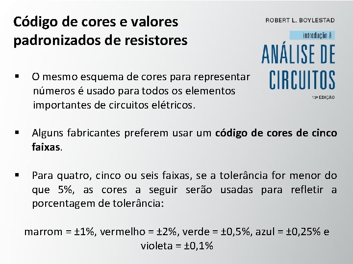 Código de cores e valores padronizados de resistores § O mesmo esquema de cores