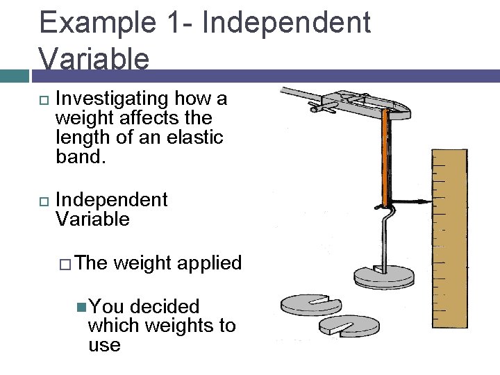 Example 1 - Independent Variable Investigating how a weight affects the length of an