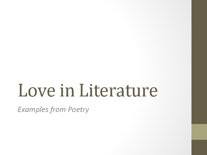 Love in Literature Examples from Poetry 