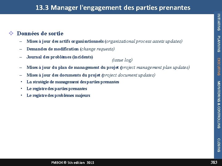 13. 3 Manager l'engagement des parties prenantes Mises à jour des actifs organisationnels (organizational