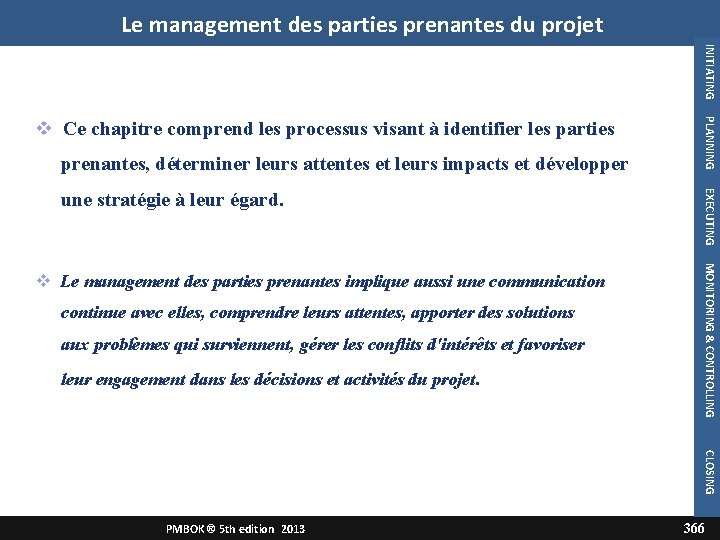 Le management des parties prenantes du projet INITIATING prenantes, déterminer leurs attentes et leurs