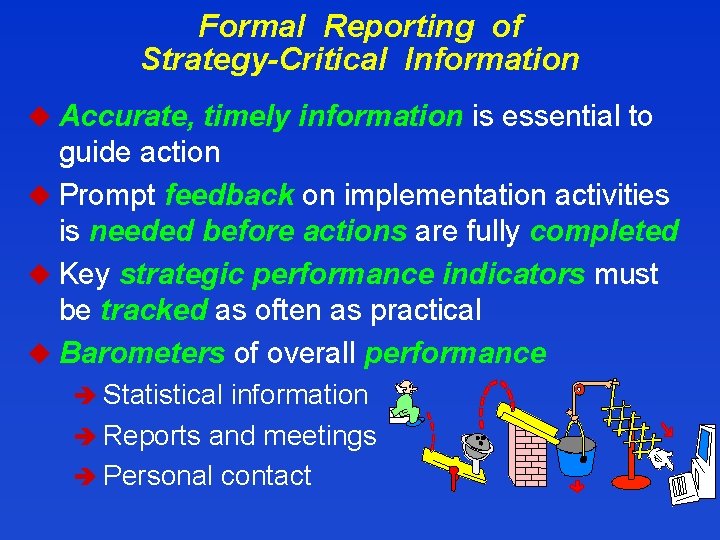Formal Reporting of Strategy-Critical Information u Accurate, timely information is essential to guide action