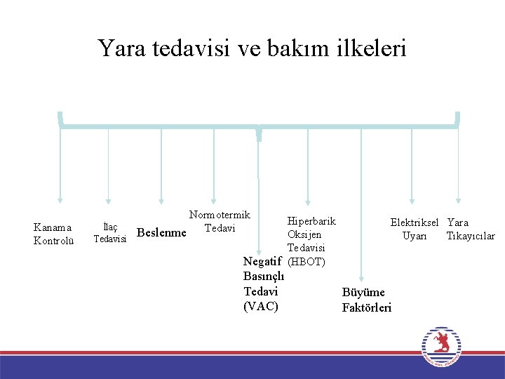 Yara tedavisi ve bakım ilkeleri Kanama Kontrolü İlaç Tedavisi Normotermik Beslenme Tedavi Hiperbarik Oksijen