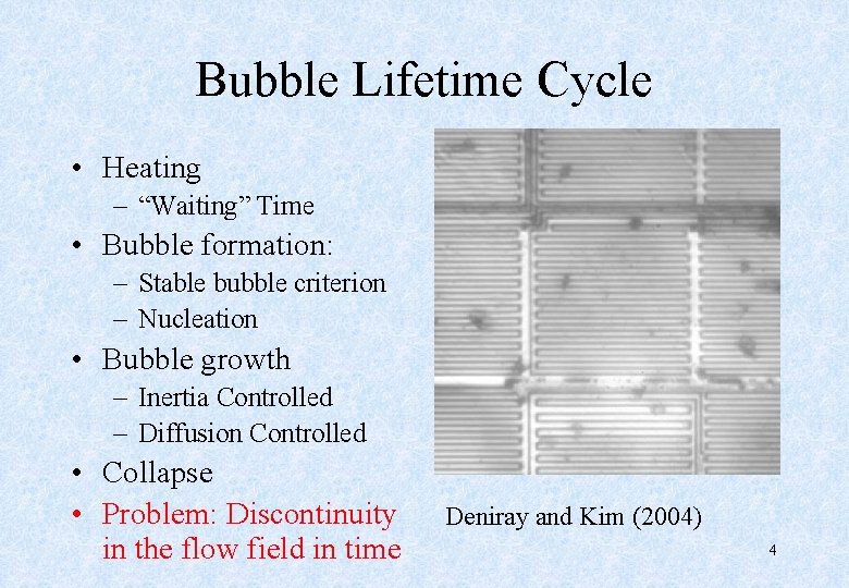 Bubble Lifetime Cycle • Heating – “Waiting” Time • Bubble formation: – Stable bubble