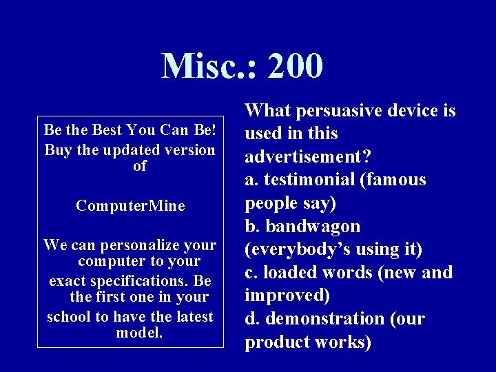 Misc. : 200 Be the Best You Can Be! Buy the updated version of