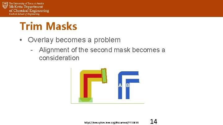 Trim Masks • Overlay becomes a problem - Alignment of the second mask becomes