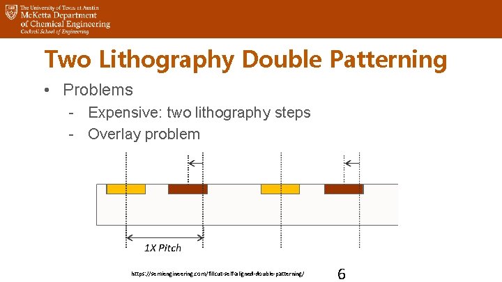 Two Lithography Double Patterning • Problems - Expensive: two lithography steps - Overlay problem