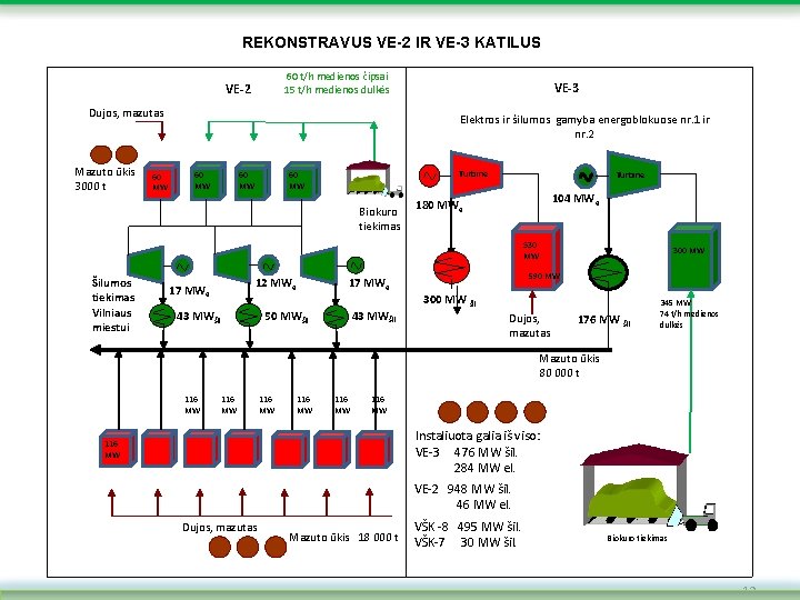 REKONSTRAVUS VE-2 IR VE-3 KATILUS 60 t/h medienos čipsai 15 t/h medienos dulkės VE-2