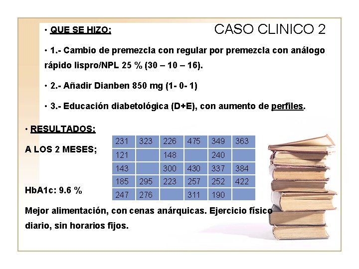 CASO CLINICO 2 • QUE SE HIZO; • 1. - Cambio de premezcla con