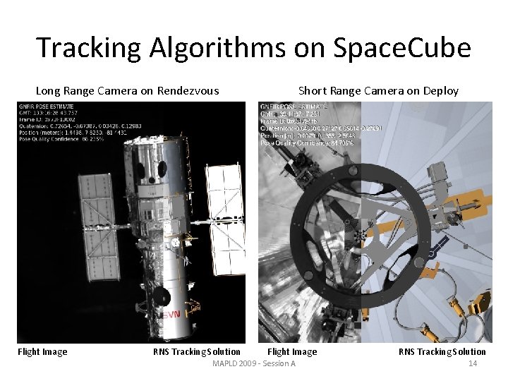 Tracking Algorithms on Space. Cube Long Range Camera on Rendezvous Flight Image RNS Tracking