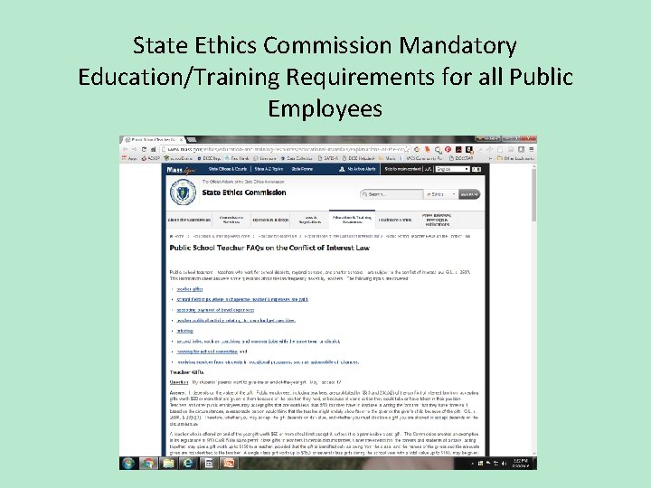 State Ethics Commission Mandatory Education/Training Requirements for all Public Employees 