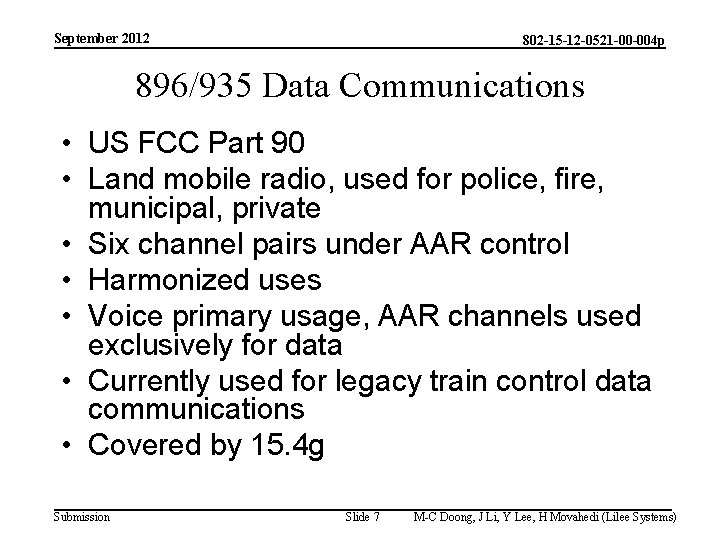 September 2012 802 -15 -12 -0521 -00 -004 p 896/935 Data Communications • US