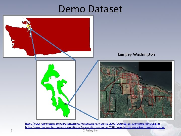 Demo Dataset Langley Washington 5 http: //www. reprojected. com/presentations/Presentations/waurisa_2009/waurisa_os_workshop_6 inch. tar. gz http: //www. Demo Dataset Langley Washington 5 http: //www. reprojected. com/presentations/Presentations/waurisa_2009/waurisa_os_workshop_6 inch. tar. gz http: //www.