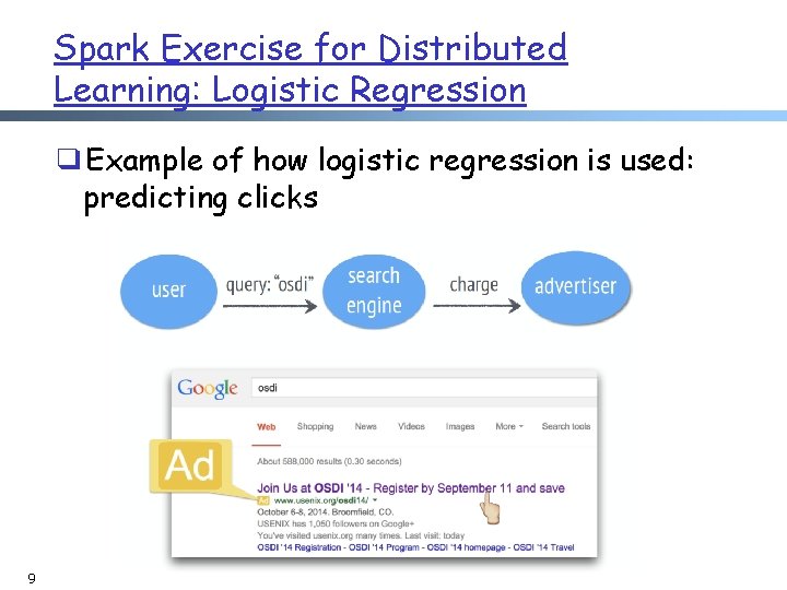 Spark Exercise for Distributed Learning: Logistic Regression ❑Example of how logistic regression is used: