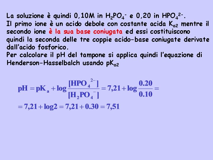 La soluzione è quindi 0, 10 M in H 2 PO 4 - e