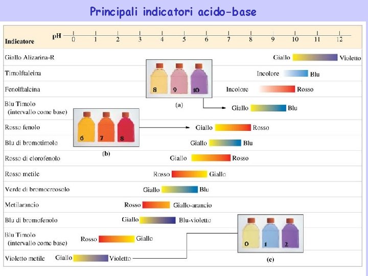 Principali indicatori acido-base 