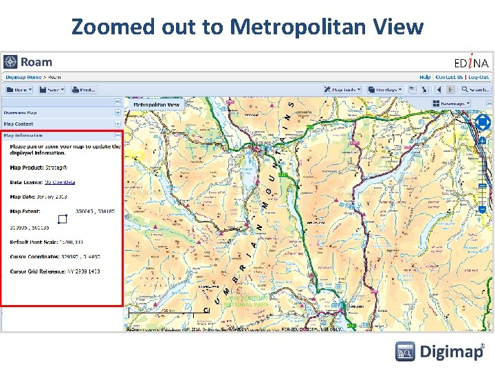 Zoomed out to Metropolitan View 