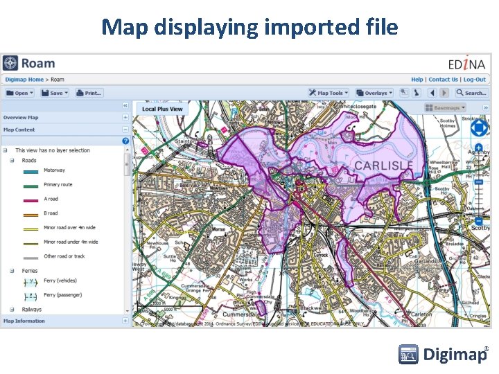 Map displaying imported file 