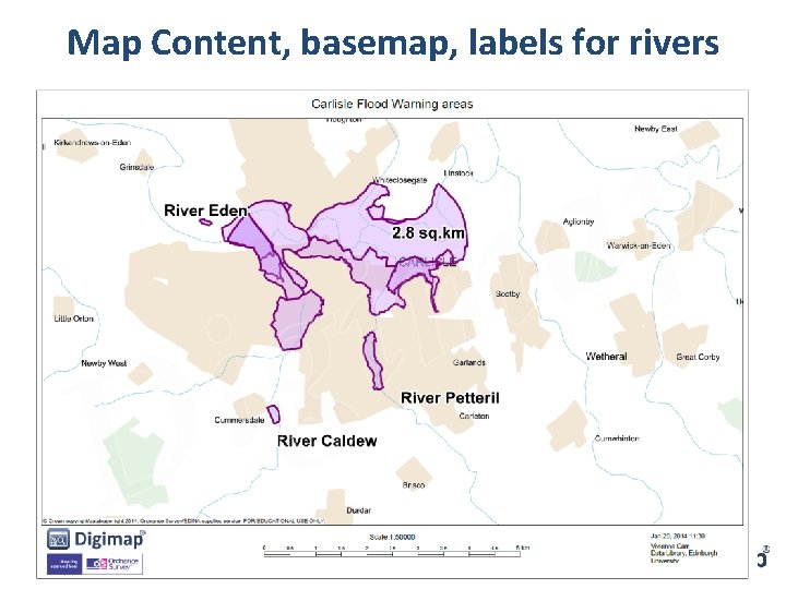 Map Content, basemap, labels for rivers 