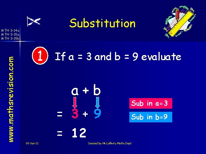 Substitution www. mathsrevision. com MTH 3 -14 a MTH 3 -15 b 1 If