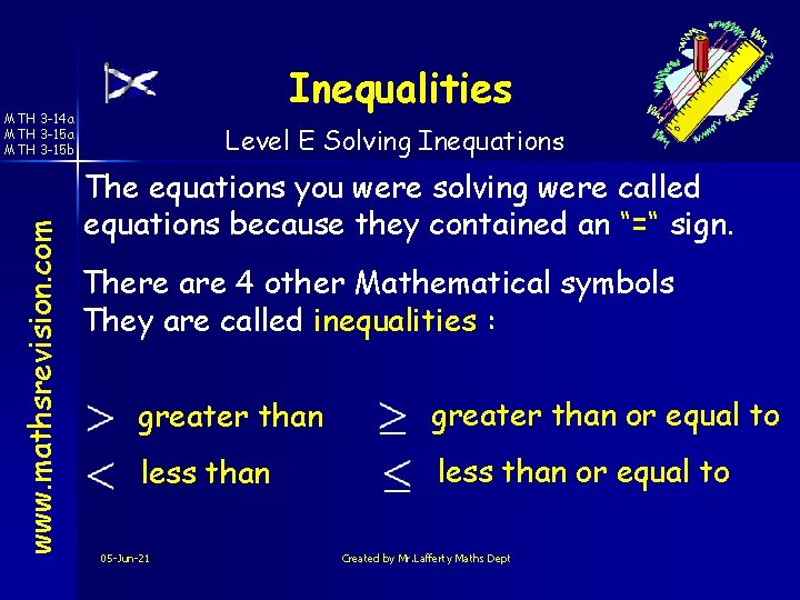 Inequalities www. mathsrevision. com MTH 3 -14 a MTH 3 -15 b Level E