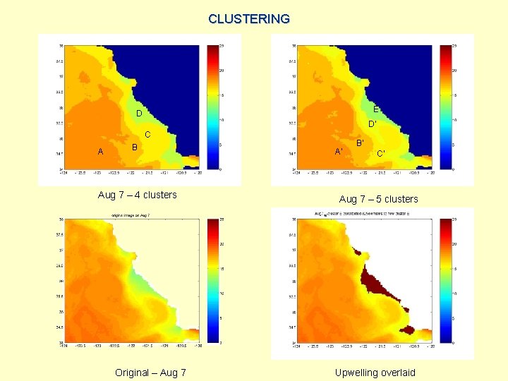 CLUSTERING E D D’ C A B Aug 7 – 4 clusters Original –